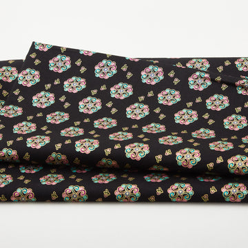 Shangri-La - Medallion Burst Metallic Black/Multi 2 Yard Cut