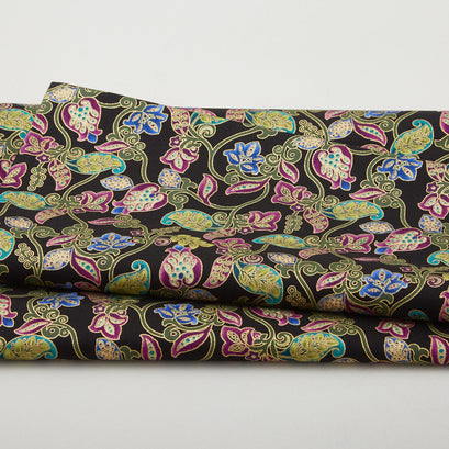 Shangri-La - Shangri-La Trail Metallic Black/Multi 2 Yard Cut