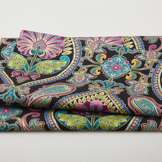 Shangri-La - Shangri-La Metallic Black/Multi 2 Yard Cut