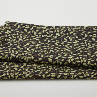 A Botanical Season - Golden Leaf Scroll Ebony 2 Yard Cut