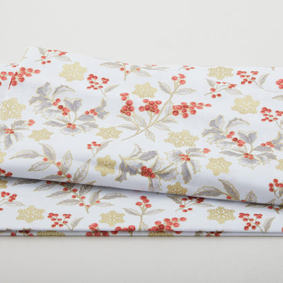 A Botanical Season - Festive Holly Toss Grey 2 Yard Cut