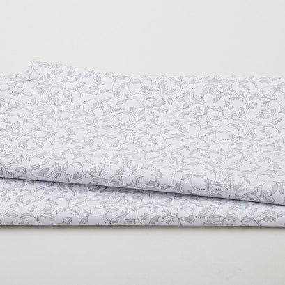A Botanical Season - Holly Leaf Scroll Grey 2 Yard Cut