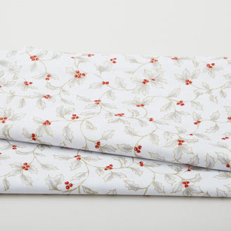 A Botanical Season - Holly and Berries Pewter 2 Yard Cut