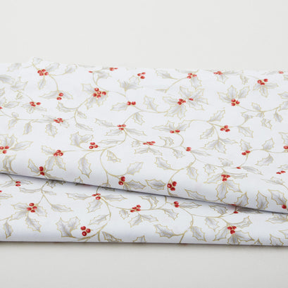 A Botanical Season - Holly and Berries Pewter 2 Yard Cut