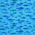 Atlantis (Mythical Mermaids) - Fish Medium Blue 2 Yard Cut