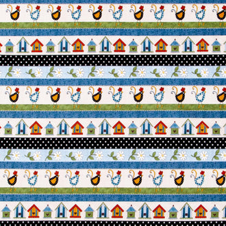 Prairie Chicks - Stripe Blue Yardage