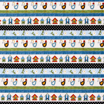 Prairie Chicks - Stripe Blue Yardage