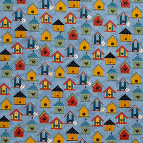 Prairie Chicks - Tweet House Blue Yardage