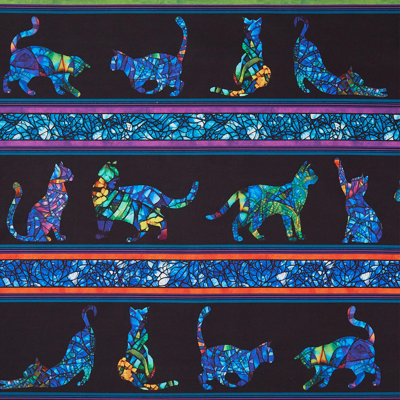 Cat Artistry - Cat Stripe Black Yardage