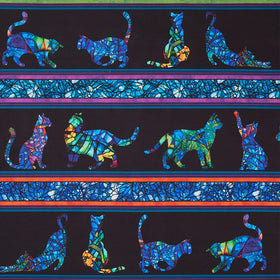 Cat Artistry - Cat Stripe Black Yardage
