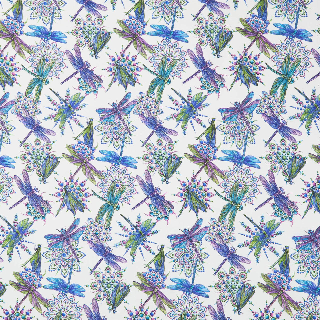 Dragonfly Wonder - Small Dragonfly White Digitally Printed Yardage