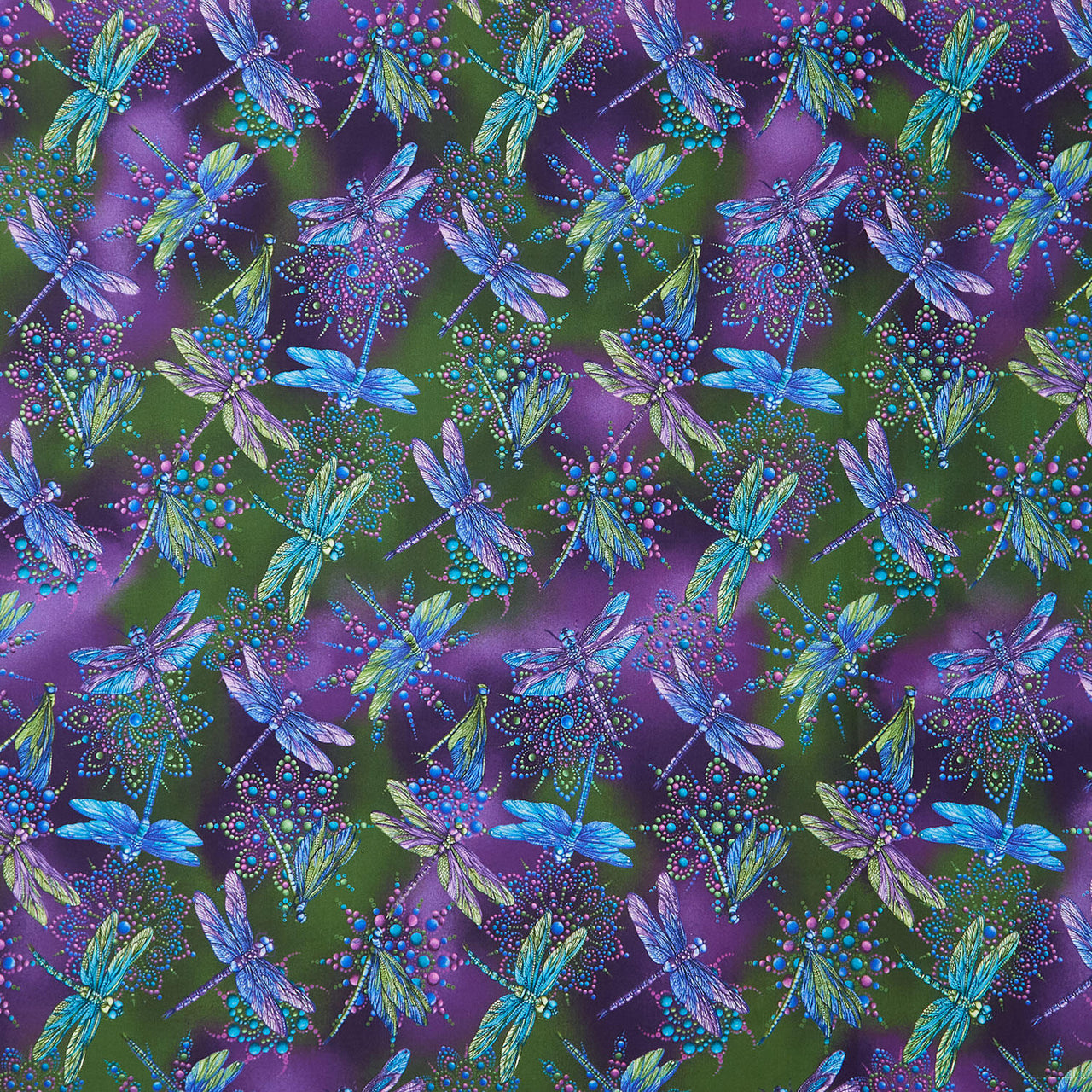 Dragonfly Wonder - Small Dragonfly Plum Digitally Printed Yardage