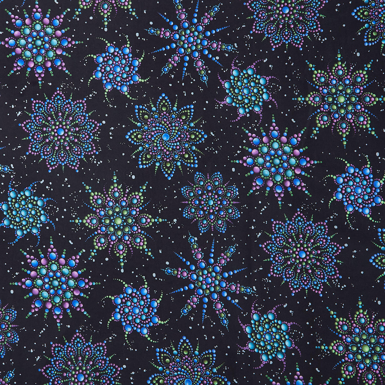 Dragonfly Wonder - Beaded Medallion Black Digitally Printed Yardage