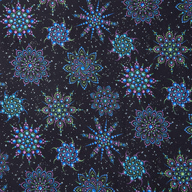 Dragonfly Wonder - Beaded Medallion Black Digitally Printed Yardage