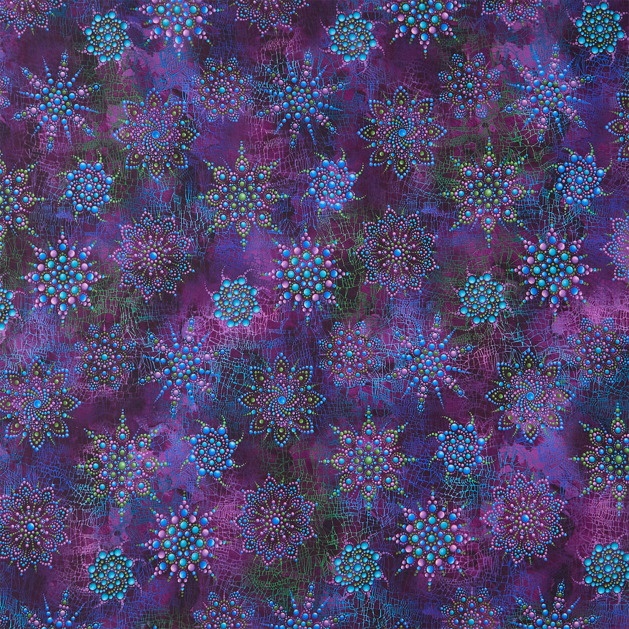 Dragonfly Wonder - Cirrus Beaded Medallion Plum Digitally Printed Yardage