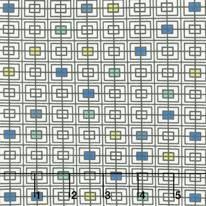 Black White & Bright - Double Squares Blue/Green Yardage