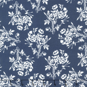 Blue Moon - Floral Vine Navy/White Yardage