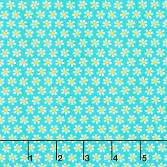 Chalk Garden - Mini Daisy Dark Turquoise Yardage