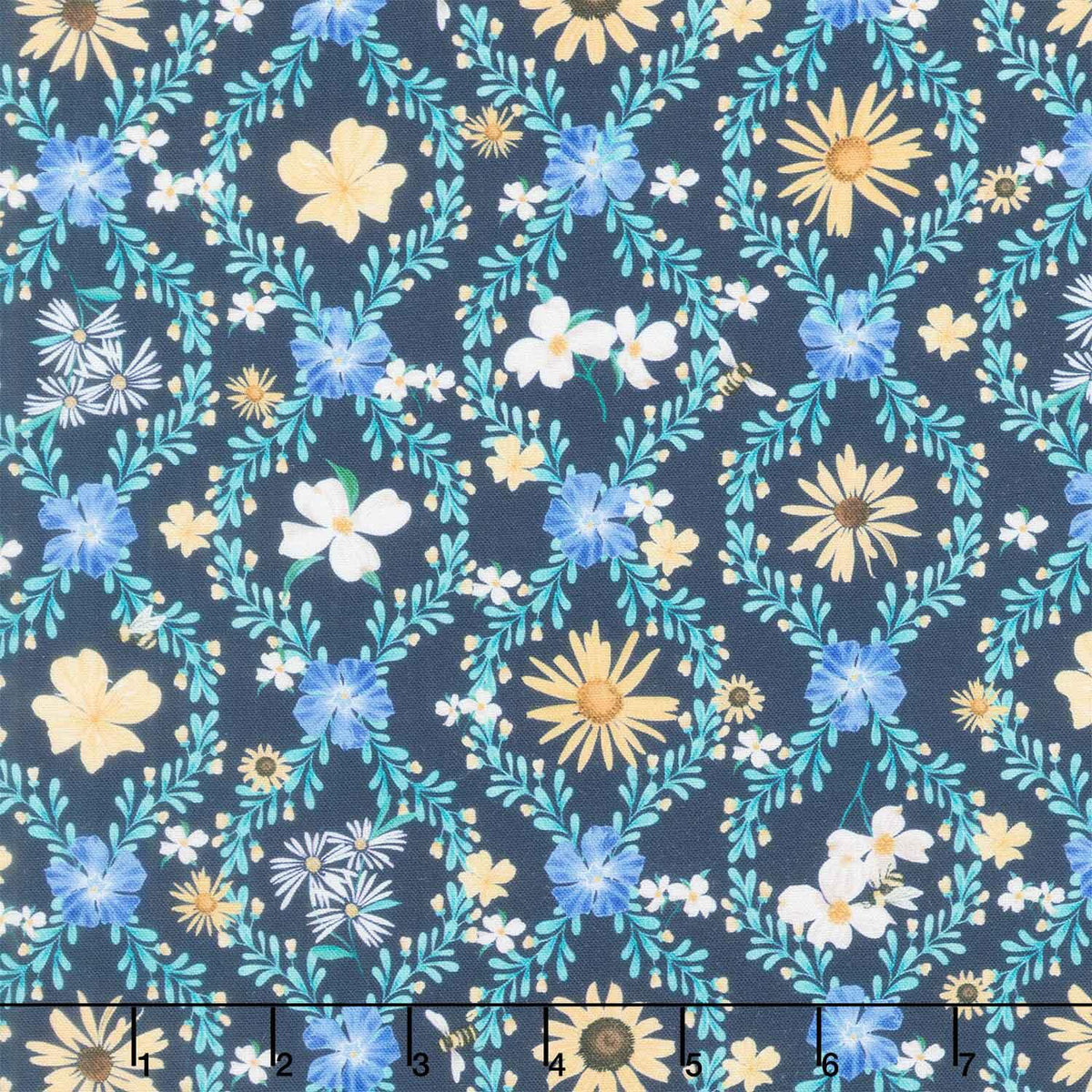 All Missouri Shop Hop 2026 - Floral Trellis Navy Yardage