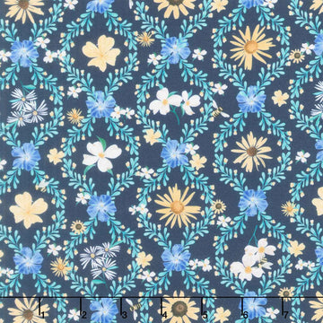 All Missouri Shop Hop 2026 - Floral Trellis Navy Yardage