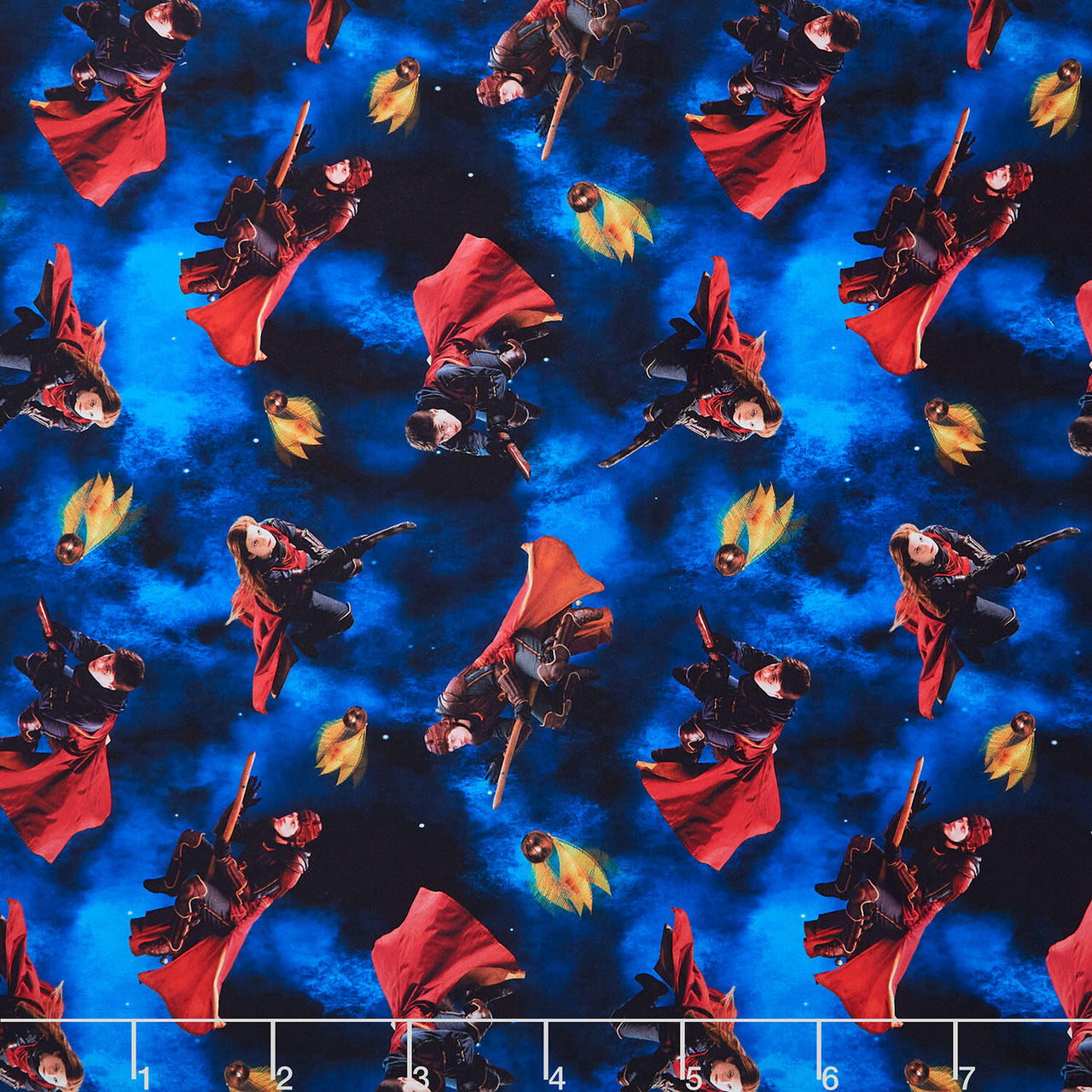 Harry Potter - Playing Quidditch Blue Yardage