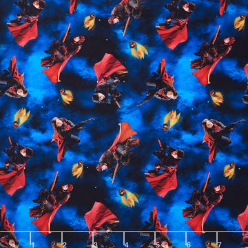 Harry Potter - Playing Quidditch Blue Yardage
