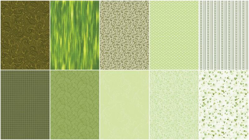 Color Elements Green Fat Quarter Bundle - 10 Pc