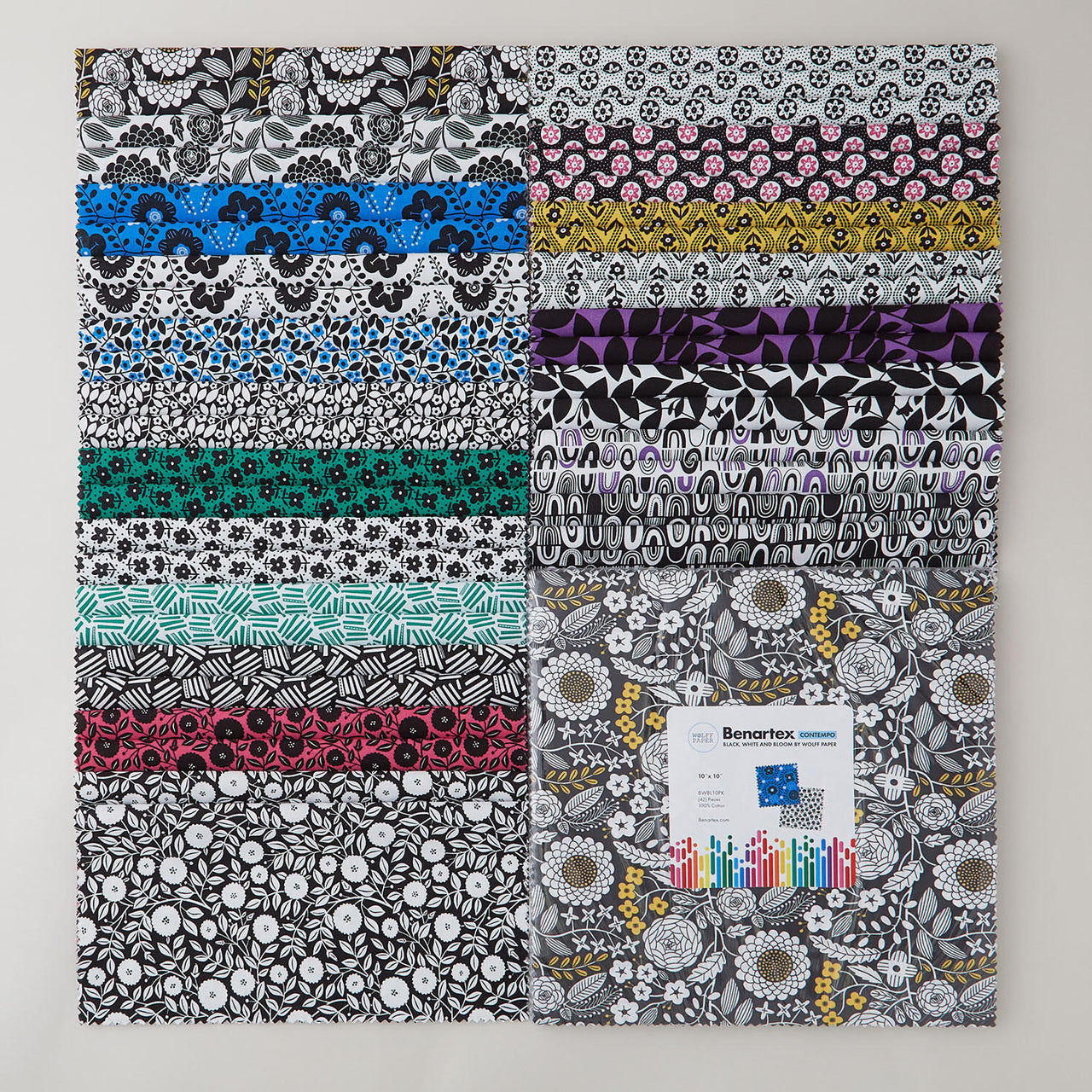 Black, White and Bloom 10" Squares