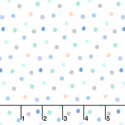 Baby Dino Comfort Flannel - Dino Spots White Yardage