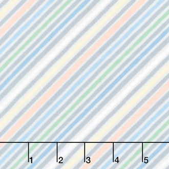 Baby Dino Comfort Flannel - Little Stripes Gray/Multi Yardage