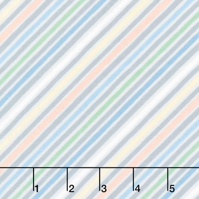 Baby Dino Comfort Flannel - Little Stripes Gray/Multi Yardage