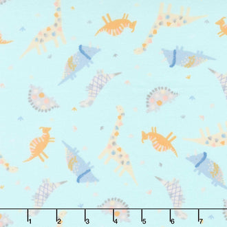 Baby Dino Comfort Flannel - Happy Dinosaurs Aqua Yardage