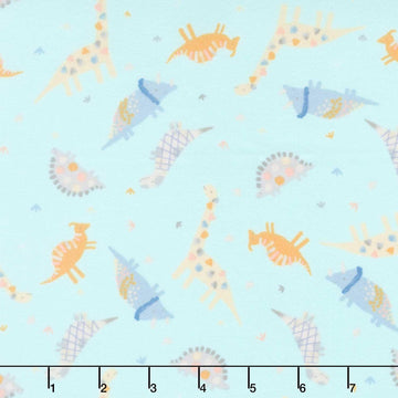 Baby Dino Comfort Flannel - Happy Dinosaurs Aqua Yardage