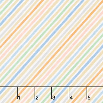 Baby Dino Comfort Flannel - Little Stripes White/Multi Yardage