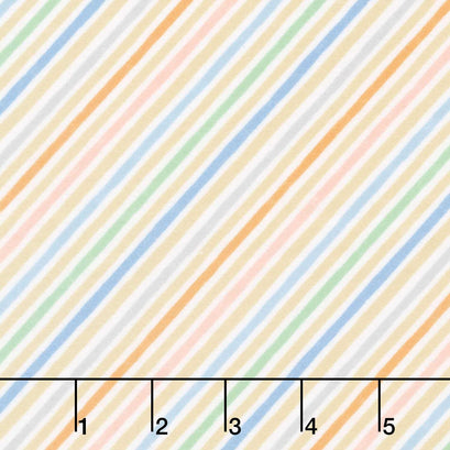 Baby Dino Comfort Flannel - Little Stripes White/Multi Yardage