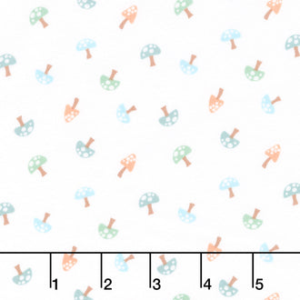 Cozy Forest Comfort Flannel - Forest Mushrooms White Yardage