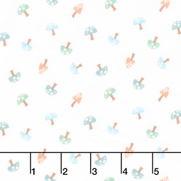 Cozy Forest Comfort Flannel - Forest Mushrooms White Yardage