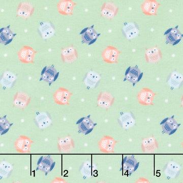 Cozy Forest Comfort Flannel - Cozy Owls Green Yardage