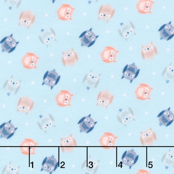 Cozy Forest Comfort Flannel - Cozy Owls Sky Blue Yardage