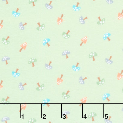 Cozy Forest Comfort Flannel - Forest Mushrooms Sage Yardage