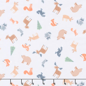 Cozy Forest Comfort Flannel - Cozy Forest Animals Gray Yardage