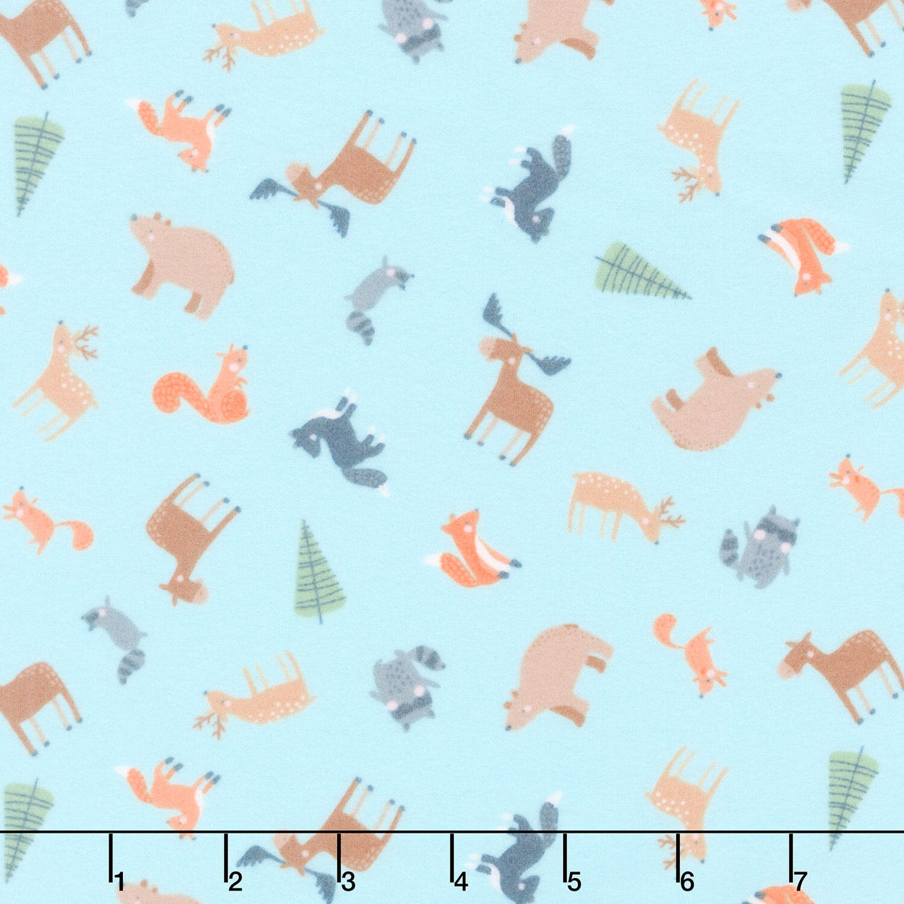 Cozy Forest Comfort Flannel - Cozy Forest Animals Sky Blue Yardage