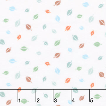 Cozy Forest Comfort Flannel - Forest Leaves White Yardage