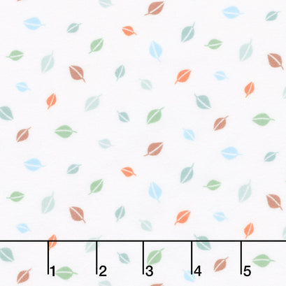 Cozy Forest Comfort Flannel - Forest Leaves White Yardage