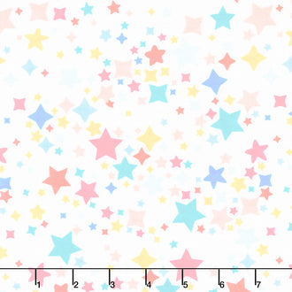 Twinkle Comfort Flannel - Twinkle Stars Flannel White Yardage