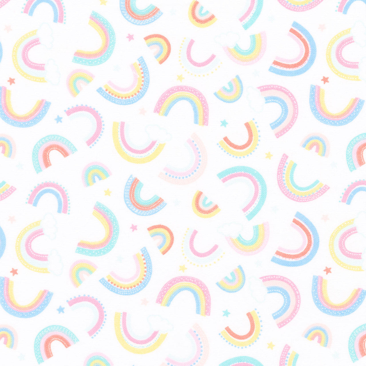 Twinkle Comfort Flannel - Dreamy Rainbows Flannel White Yardage