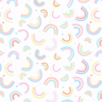 Twinkle Comfort Flannel - Dreamy Rainbows Flannel White Yardage