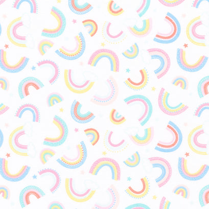 Twinkle Comfort Flannel - Dreamy Rainbows Flannel White Yardage