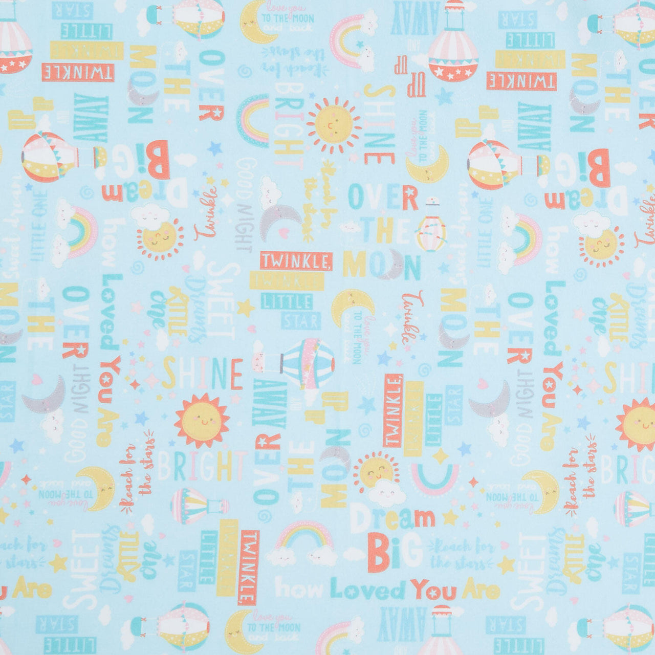 Twinkle Comfort Flannel - Twinkle Words Flannel Sky Blue Yardage