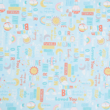 Twinkle Comfort Flannel - Twinkle Words Flannel Sky Blue Yardage